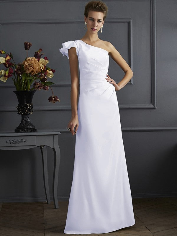 Classy Sleeveless One Shoulders Pleats Long Bridesmaid Dresses