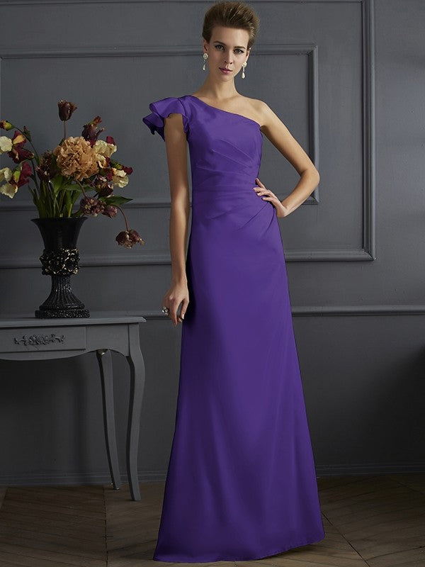 Classy Sleeveless One Shoulders Pleats Long Bridesmaid Dresses