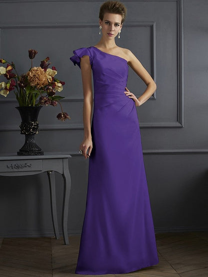 Classy Sleeveless One Shoulders Pleats Long Bridesmaid Dresses