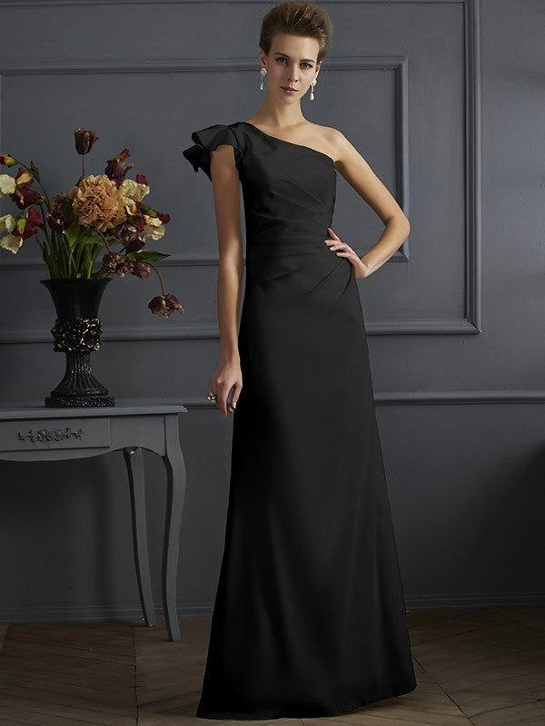 Classy Sleeveless One Shoulders Pleats Long Bridesmaid Dresses