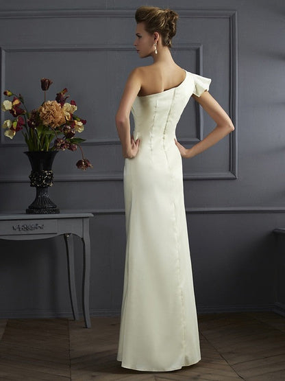 Classy Sleeveless One Shoulders Pleats Long Bridesmaid Dresses