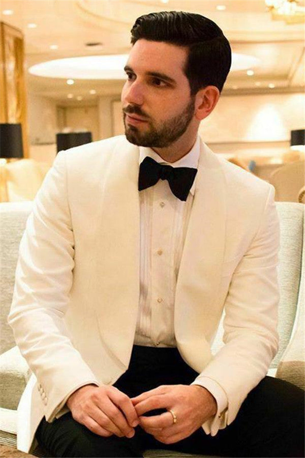 Custom design White Shawl Lapel One Buttons Slim Fit Wedding Suits