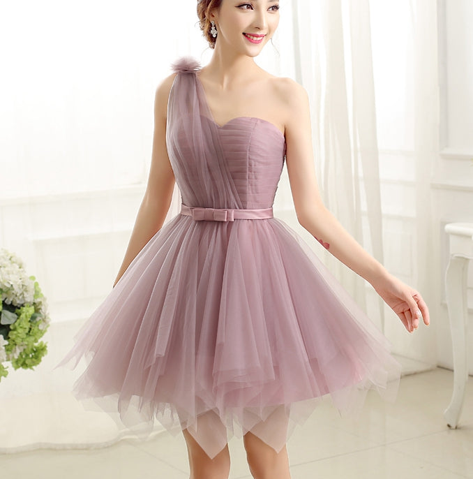 Charming A-line tulle short prom dress,bridesmaid dress  7701