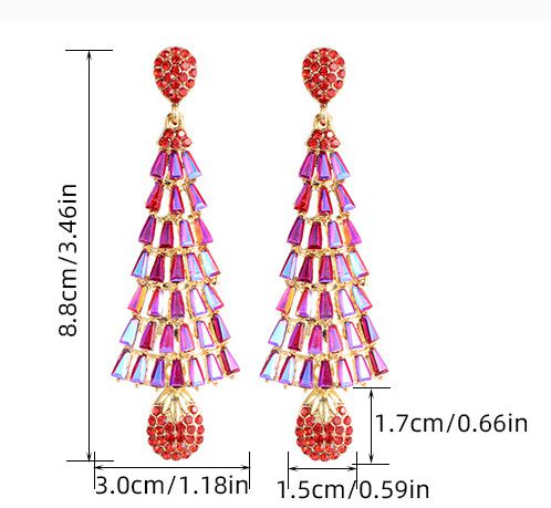 Sweet Christmas Rhinestone Tassel Stylish Long Earrings