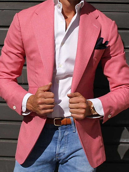 Men's Fashion Tailored Fit Single Breasted One-button Casual Blazer Jacket