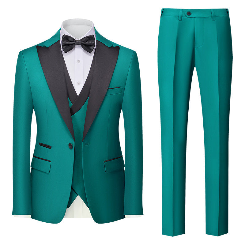 Burgundy Green Pink Red Blue White Men's Tailored Fit Single Breasted One-button 3 Pieces Solid Colored Wedding Suits