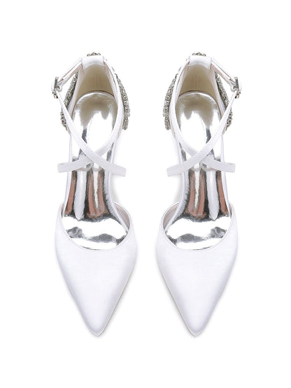 Women's Rhinestone High Heel Pointed Toe Bridesmaid Shoes