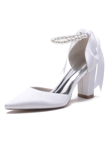 Women's Wedding Shoes Rhinestone High Heel Pointed Toe Bridesmaid Shoes