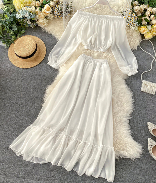 Fashion girl dress two pieces long sleeve dress  1240