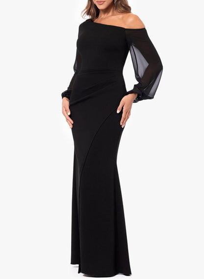 Trumpet/Mermaid Asymmetrical Floor Length  One Shoulder  Long Sleeves Mother Of The Bride Dresses Chiffon