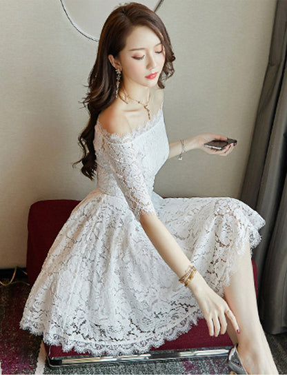 A line lace short dress girl dress  1160