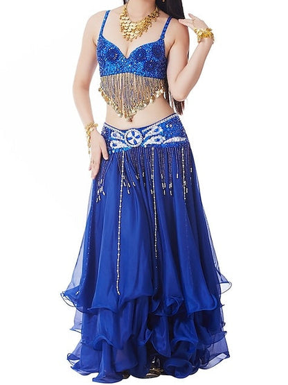 Belly Dance Coin Beading Sequin Women's Training Performance