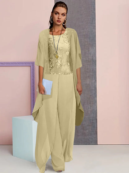 Chiffon Mother of the Bride Pantsuits with Jacket