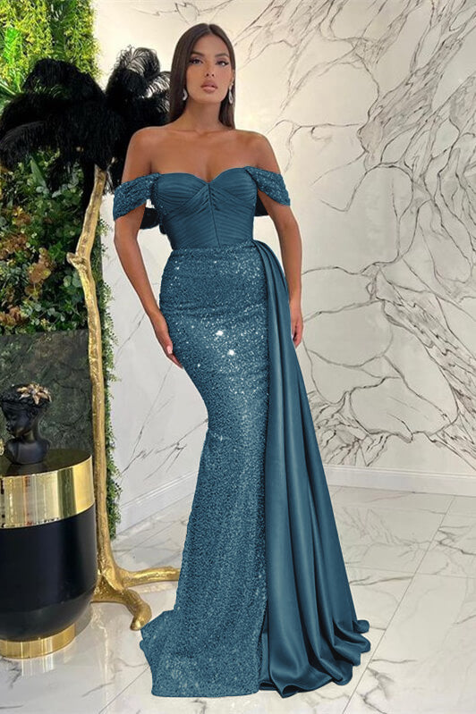 Stunning Off-The-Shoulder Sweetheart Mermaid Prom Dress Sequins With Ruffle ED0478