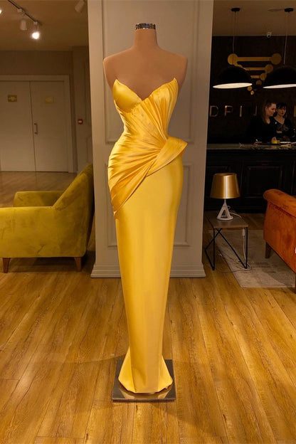 Yellow Mermaid V-Neck Prom Dress With Sleeveless Online ED0052