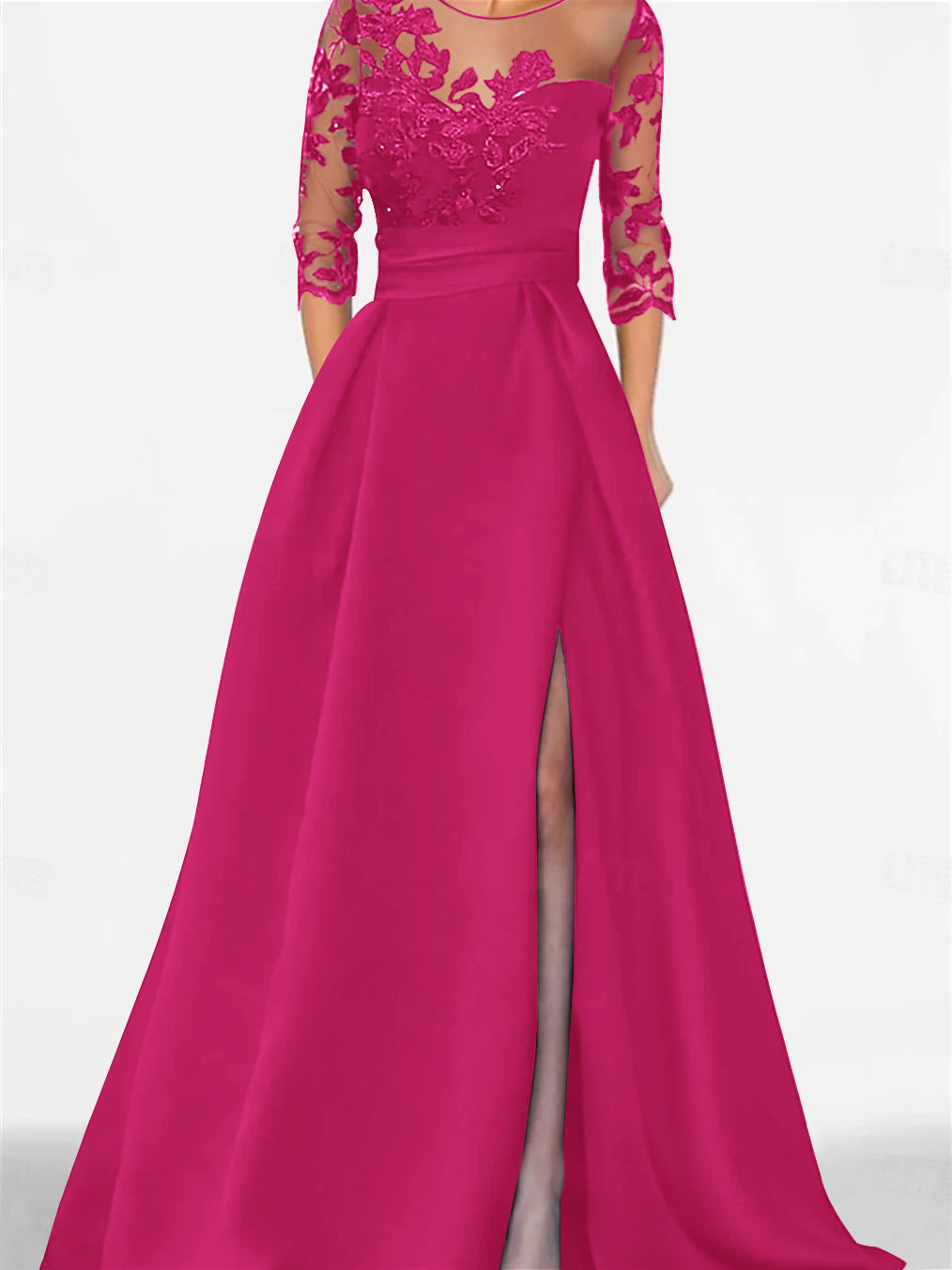 A-Line/Princess Sweetheart 3/4 Sleeves Floor-Length Mother Of The Bride Dresses With Lace & Split Side