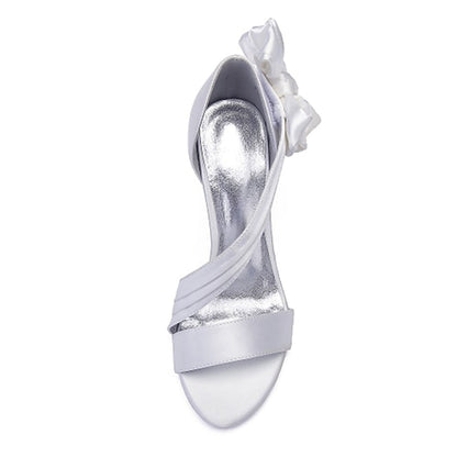 Women's Wedding Shoes with Bowknot Ribbon Tie Open Toe Bridal Shoes