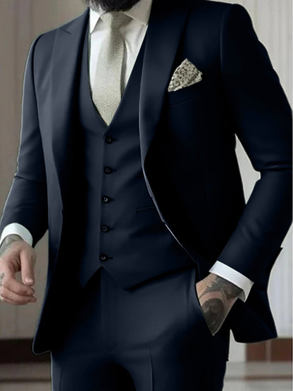 Men's Tailored Fit Single Breasted One-button 3 Pieces Wedding Suits