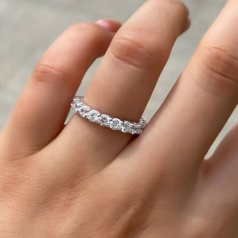 White Gold Sterling Silver Classic Round Cut Women's Ring Valentine's Day Engagement Wedding Jewelry