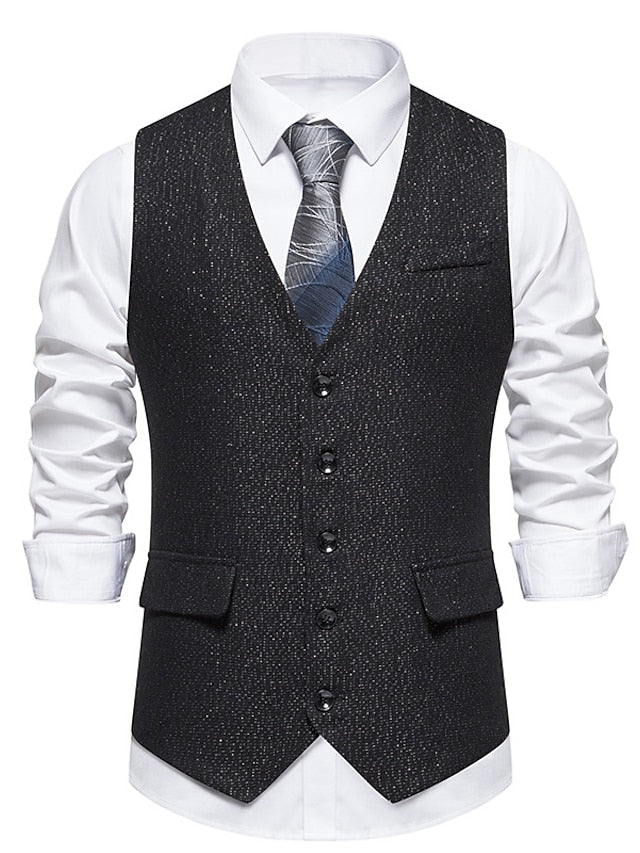 Men's Business Single Breasted More-buttons Vest