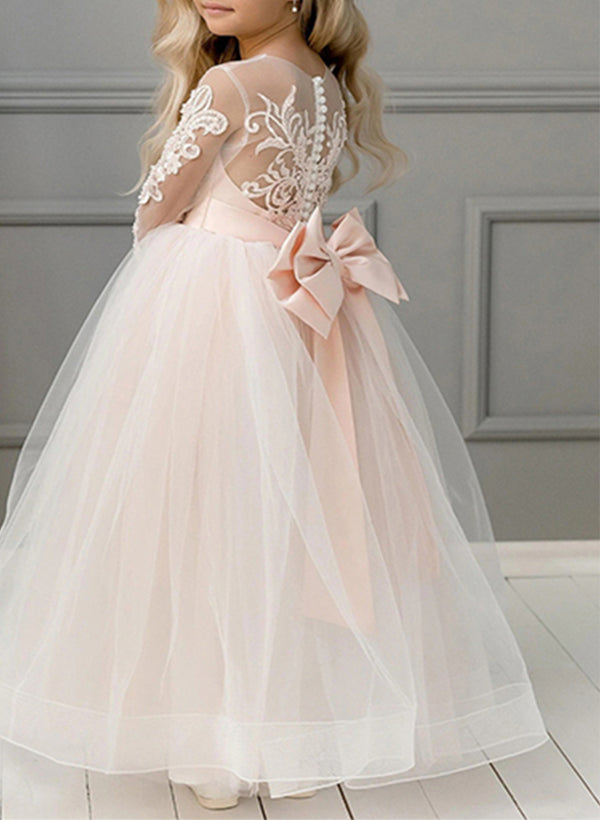 A-Line/Princess Scoop Flower Girl Dresses With Bowknot