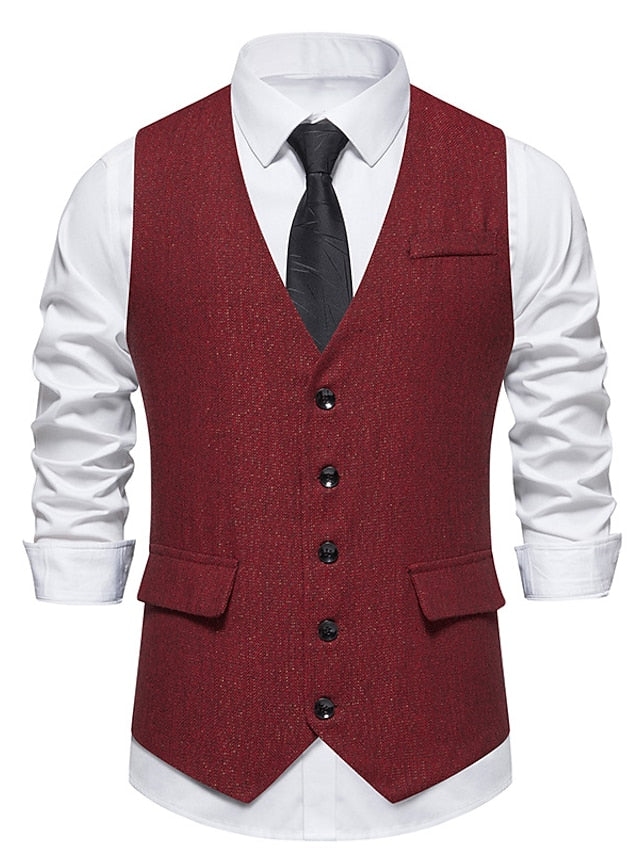 Men's Business Single Breasted More-buttons Vest