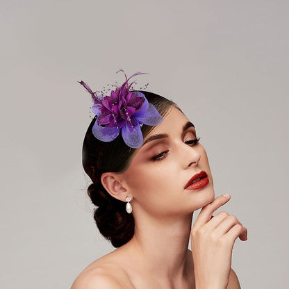 Vintage Elegant Tulle / Feathers Hats / Headwear with Floral / Beading