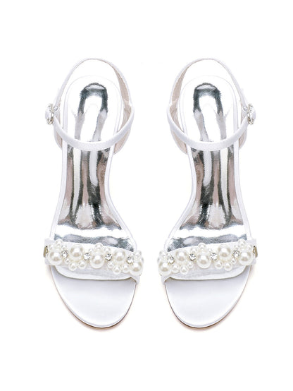 Women's Wedding Shoes Rhinestone Stiletto Heel Open Toe Bridesmaid Shoes