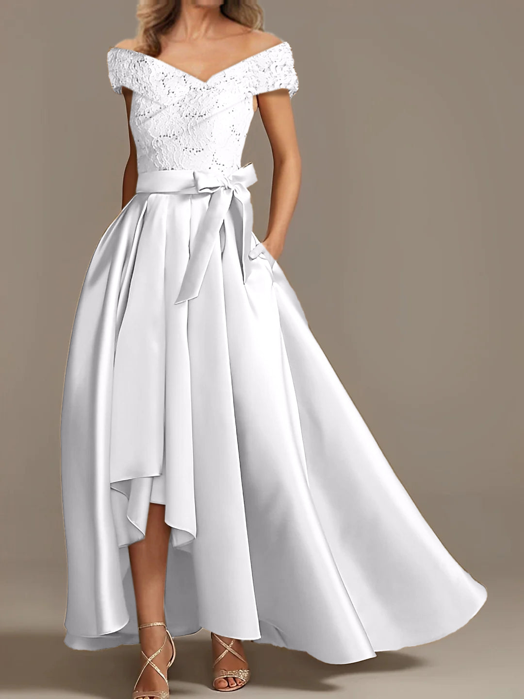 A-Line/Princess Off-the-Shoulder Asymmetrical Mother of the Bride Dresses with Ruffles