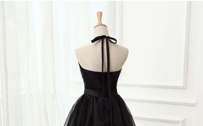 Cute Little Black Short Homecoming Dresses Halter Short Prom Dresses  gh839