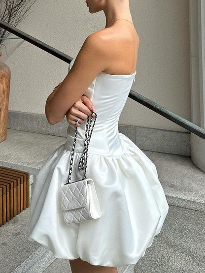 A-Line/Princess Strapless Sleeveless Elegant Mini Pleated Wedding Dress