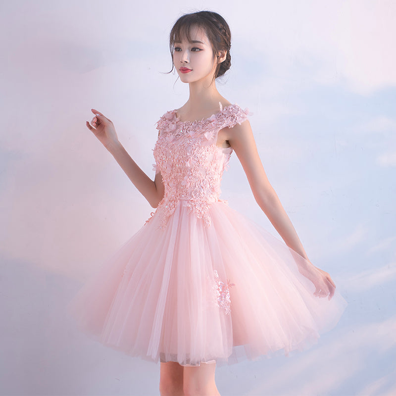 Cute tulle lace short prom dress hoco dress  8327