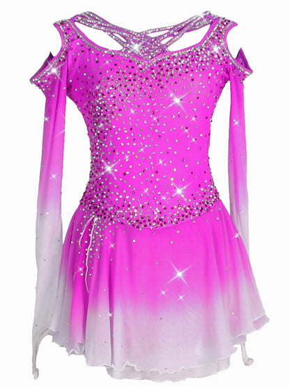 Figure Skating Women's Girls' Training Practice Asymmetric Hem Ice Skating Dress