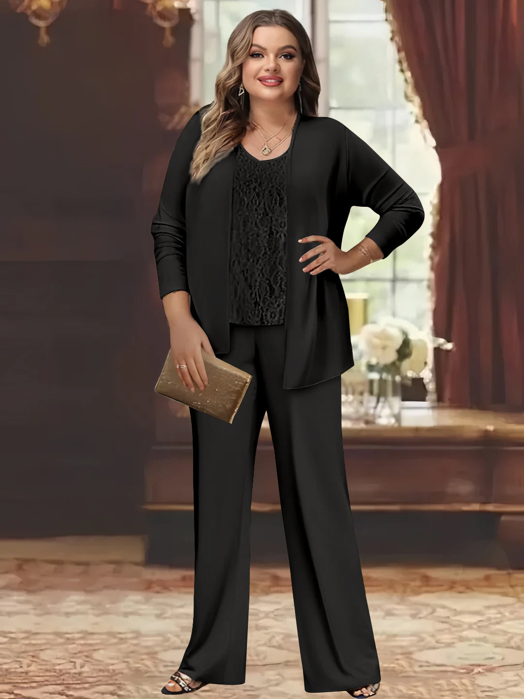 Chiffon Plus Size Mother of the Bride Pantsuits with Jacket