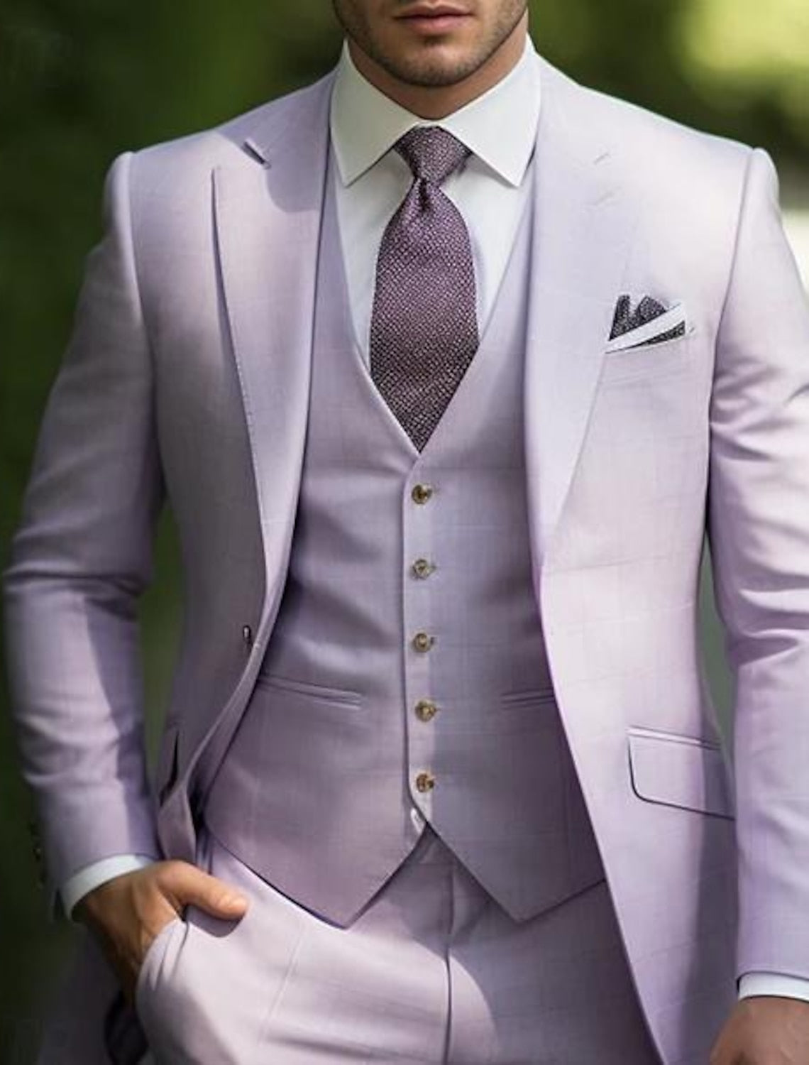 Men's Tailored Fit Single Breasted One-button 3 Pieces Wedding Suits