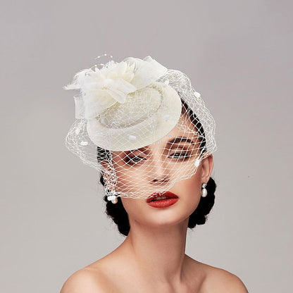 Fascinators Net Funeral Horse Race With Feather Flower Headpiece