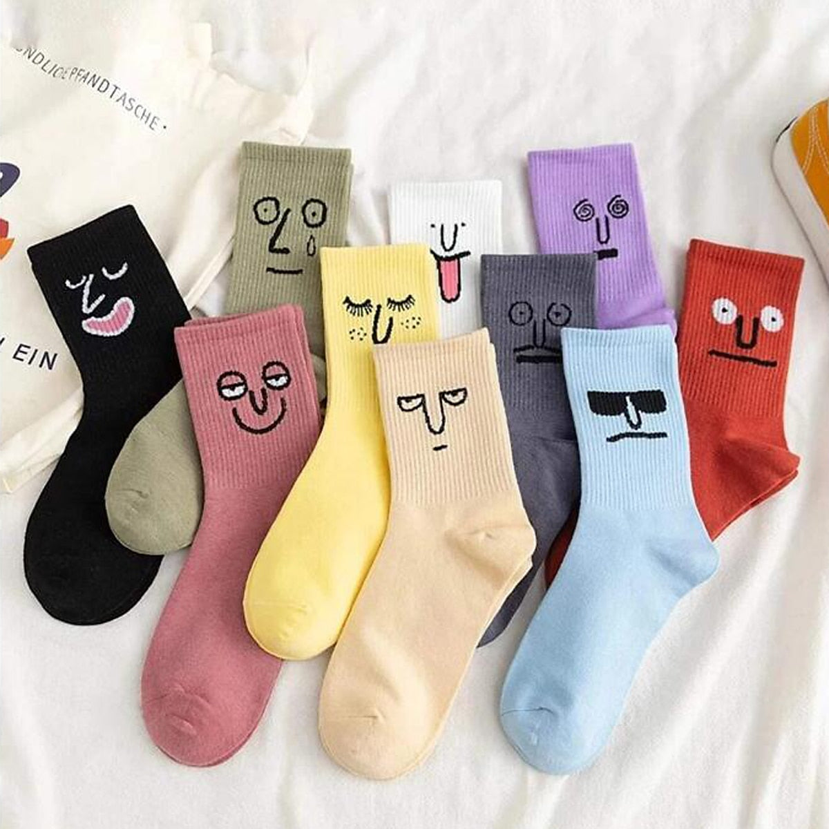 10 Pairs Women's Work Daily Holiday Multi Color Cotton Simple Casual Casual Cute Sports Crew Socks