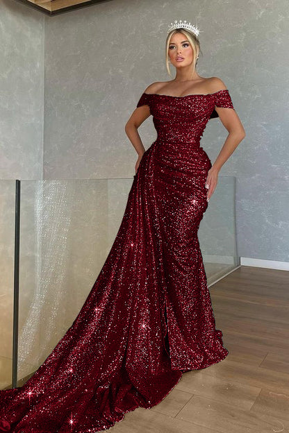 Gorgeous Off-The-Shoulder Strapless Mermaid Prom Dress With Sequins PD0818