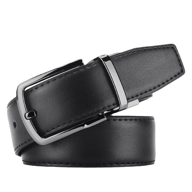 Men's Black PU Leather Pin Buckle Swivel Modern Business Wear Belt