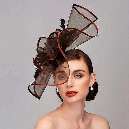 Elegant Feather Hat Fascinators Headpiece with Feather Floral Flower