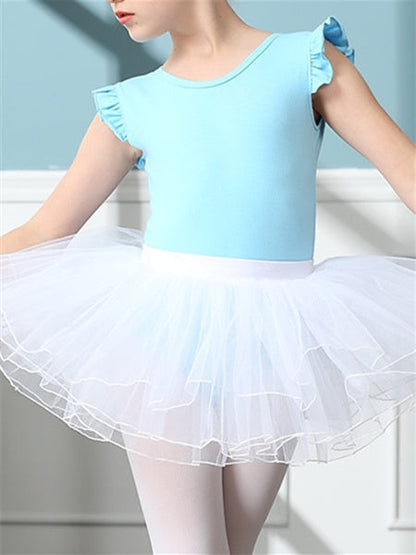 Kids' Dancewear Ballet Skirts Splicing Cap Short Sleeve Cotton Blend Tulle Girls' Performance