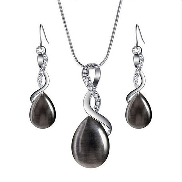 1 set Jewelry Set Drop Earrings For Women's Crystal Party Pendant Necklace