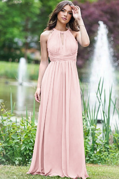 Elegant Lilac Halter A-Line Sleeveless Prom Dress Online Open Back ED0188