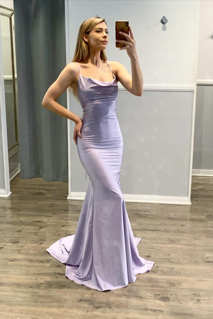 Light Purple Mermaid Spaghetti-Straps Prom Dress PD0902