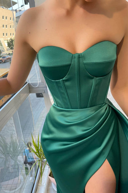 Amazing Emerald Green Sweetheart Long Mermaid Prom Dress With Slit ED0422