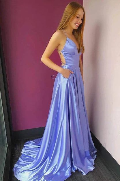 Spaghetti-Straps Split Prom Dress Long PD0152