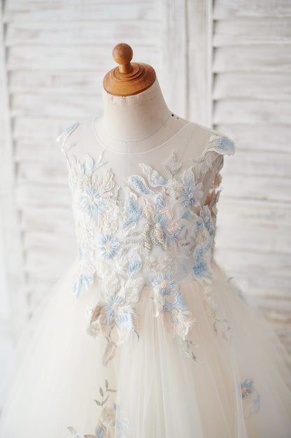 Ball-Gown/Princess Lace Tulle Flower Girl Dress