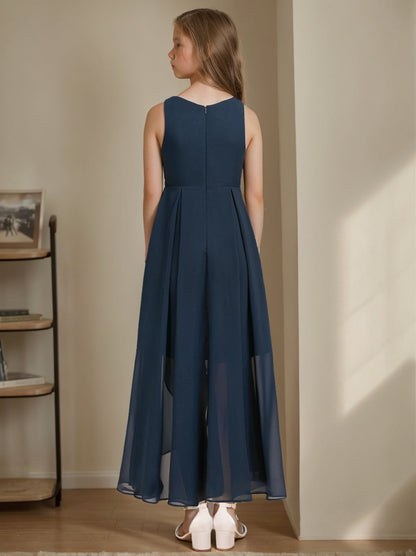 A-Line/Princess Sleeveless High Low Junior Bridesmaid Dresses