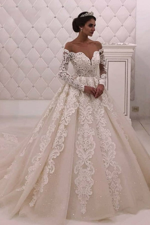 Designer Off theshoulder Lace Princess White wedding dress