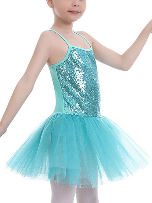 Kids' Dancewear Ballet Dress Tulle Sequined Polyester Girls' Training Performance Sleeveless